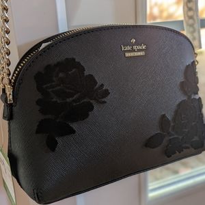 Kate Spade Black Cameron Street Saffiano Leather Crossbody Bag - Floral detail